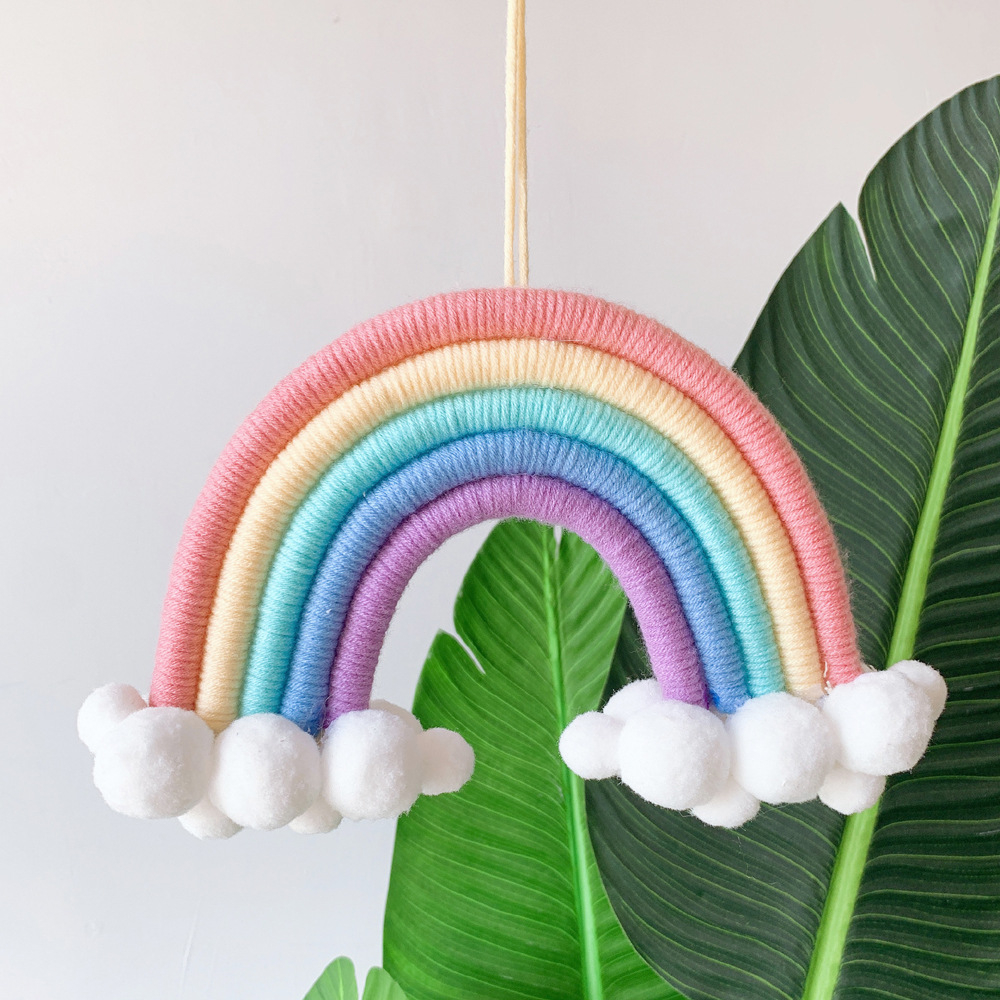 Macaron Cloud Rainbow แขวนผนังเครื่องประดับเนอสเซอรี่ Photo Props จี้ทอมือสําหรับตกแต่งห้องเด็ก Party Supplies Deco
