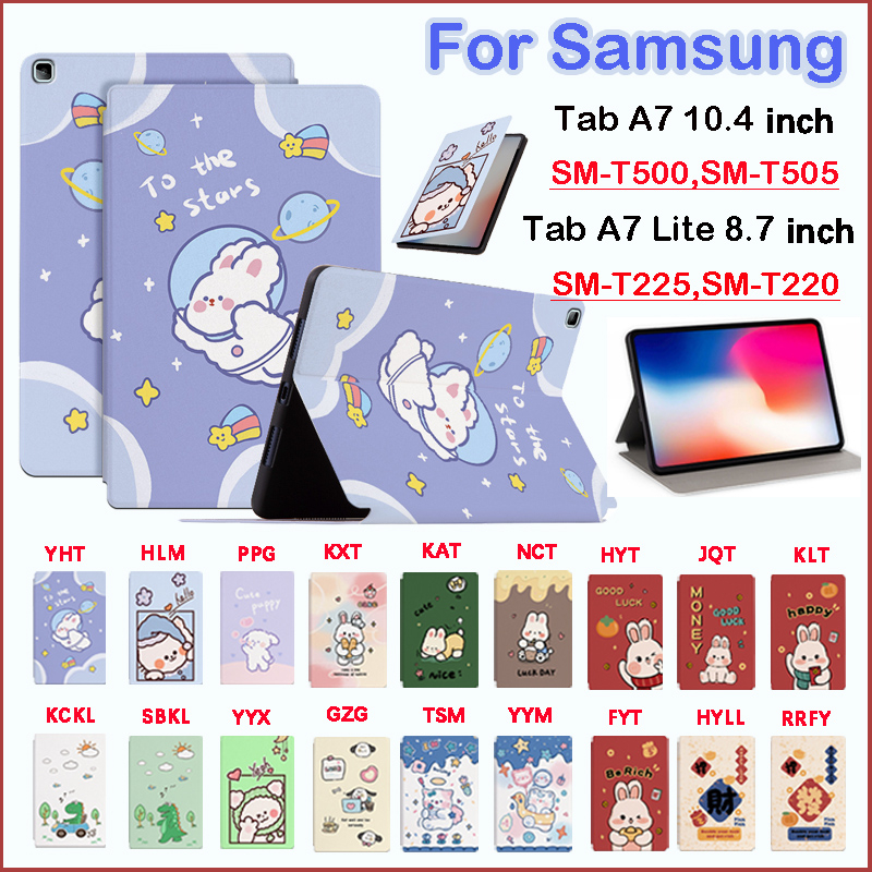 เคสแท็บเล็ต แบบฝาพับ ลายการ์ตูนน่ารัก คุณภาพสูง สําหรับ Samsung Galaxy Tab A7 Lite 8.7 นิ้ว SM-T225 SM-T220 A7 10.4 นิ้ว SM-T500 SM-T505