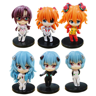 โมเดลฟิกเกอร์ PVC อนิเมะ NEON GENESIS EVANGELION Asuka Langley Soryu Ayanami Rei Katsuragi Misato Q version ขนาด 10 ซม. 6 ชิ้น ต่อชุด