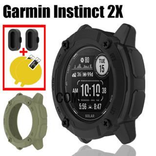 สําหรับ Garmin Instinct 2X เคส TPU นิ่ม ป้องกัน กันชน หน้าจอ ฟิล์มกันฝุ่น ปลั๊ก