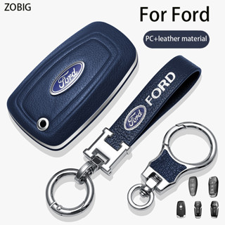 Zobig เคสกุญแจรีโมทรถยนต์หนัง พร้อมพวงกุญแจ สําหรับ Ford Edge Escape Expedition Explorer Fusion Mustang Ranger F-150 F-250 Mondeo Focus 3 MK3 ST Fiesta