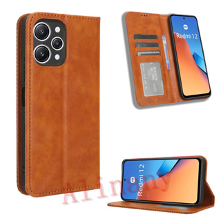 กรณี Redmi 12 ฝาครอบกรณี Flip Leather Phone Casing Redmi12 Back Cover