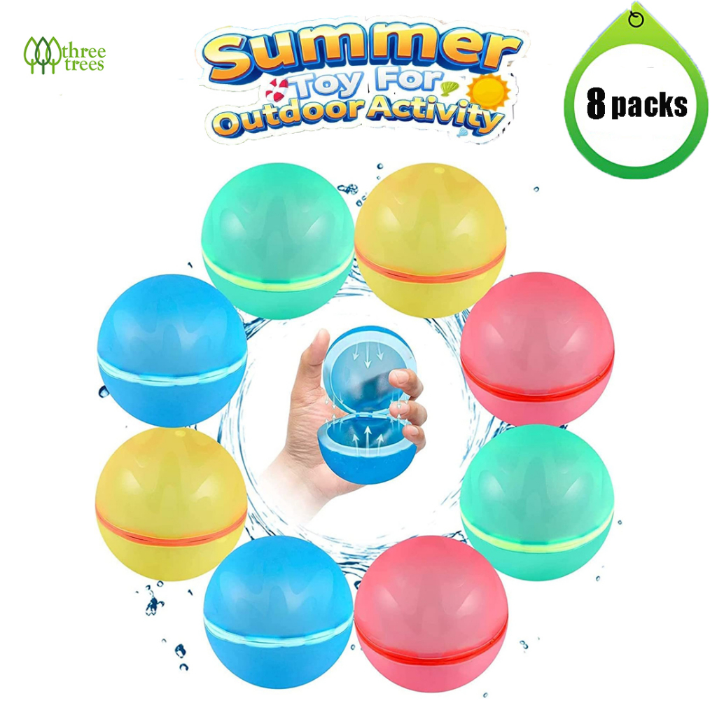 ลูกโป่งน้ํา ซิลิโคนนุ่ม ใช้ซ้ําได้ พร้อมถุงตาข่าย 6 8 ชิ้น ต่อแพ็ก  อุปกรณ์วันสงกรานต์