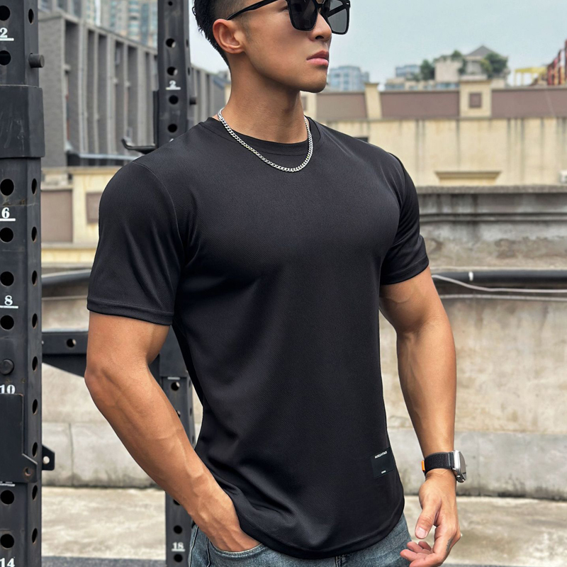 เสื้อยืดลําลอง คอกลม แขนสั้น ระบายอากาศ แบบแห้งเร็ว เหมาะกับการเล่นฟิตเนส สําหรับผู้ชาย ราคา ถูกที่สุด ดีลบีเคเค แกลเลอรีภาพที่ 3