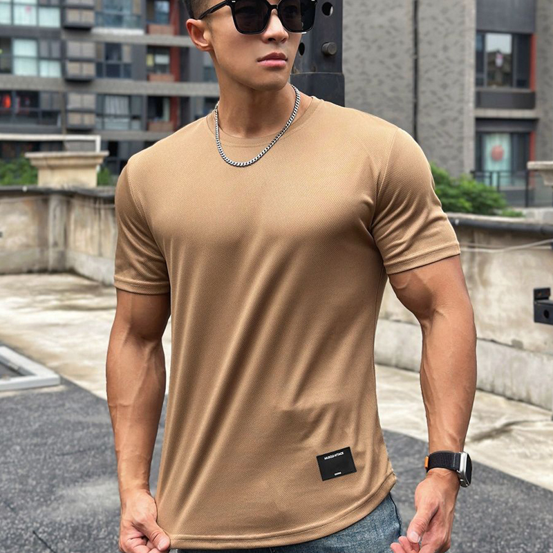 เสื้อยืดลําลอง คอกลม แขนสั้น ระบายอากาศ แบบแห้งเร็ว เหมาะกับการเล่นฟิตเนส สําหรับผู้ชาย ราคา ถูกที่สุด ดีลบีเคเค แกลเลอรีภาพที่ 6