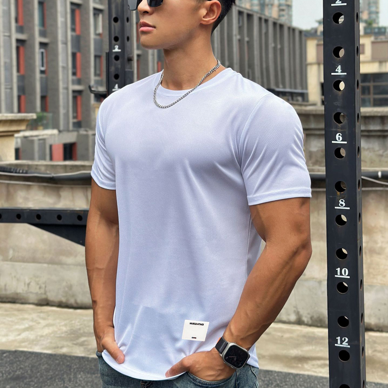เสื้อยืดลําลอง คอกลม แขนสั้น ระบายอากาศ แบบแห้งเร็ว เหมาะกับการเล่นฟิตเนส สําหรับผู้ชาย ราคา ถูกที่สุด ดีลบีเคเค แกลเลอรีภาพที่ 7