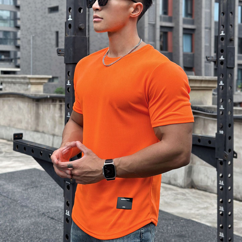 เสื้อยืดลําลอง คอกลม แขนสั้น ระบายอากาศ แบบแห้งเร็ว เหมาะกับการเล่นฟิตเนส สําหรับผู้ชาย ราคา ถูกที่สุด ดีลบีเคเค แกลเลอรีภาพที่ 9