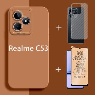 3in1 เคส Realme C53 ฟิล์มกันรอยหน้าจอ + เคสโทรศัพท์ ตานางฟ้า สีฝ้า เคสโทรศัพท์มือถือ + ฟิล์มเซรามิคนิ่ม + ฟิล์มด้านหลัง