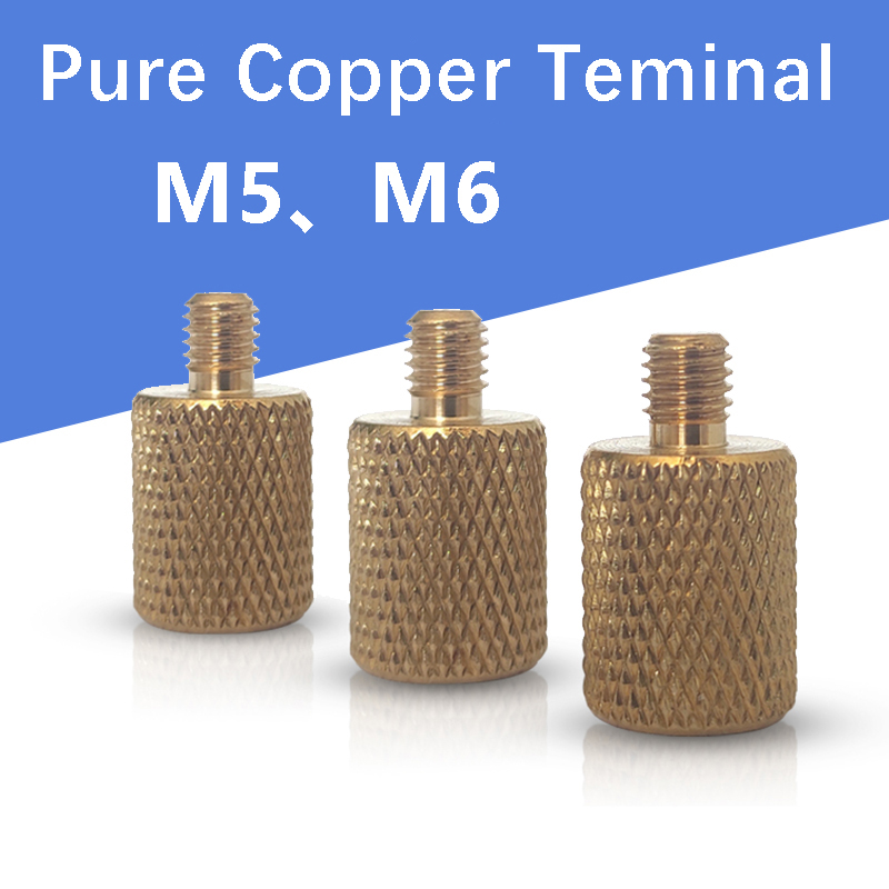 ขั้วต่อสกรูทองแดงบริสุทธิ์ M5 M6 สําหรับเคสแบตเตอรี่ลิเธียม ขั้วบวก และขั้วลบ