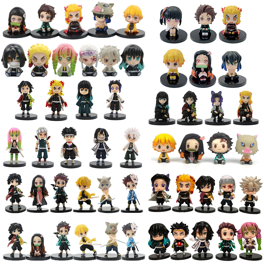 4 ชิ้น/5 ชิ้น/6 ชิ้น/เซ็ตอะนิเมะ Q Posket รูปตุ๊กตาของเล่น Kamado Tanjirou Nezuko Zenitsu Inosuke Tomioka Giyuu Kanroji Mitsuri PVC Action Figures ของเล่น