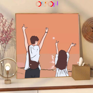 Orfon ภาพวาดสีน้ํามันดิจิทัล ตามตัวเลข บนผ้าใบ DIY 20x20 ซม. สําหรับเด็ก LOVE