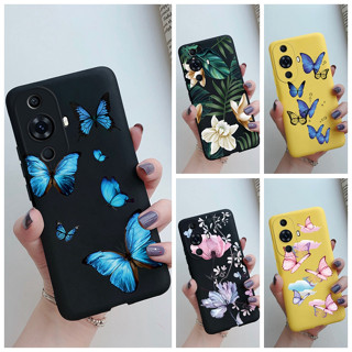 เคสโทรศัพท์ ซิลิโคนนิ่ม กันกระแทก ลายดอกไม้ ผีเสื้อ แฟชั่น สําหรับ Huawei nova 11 Pro