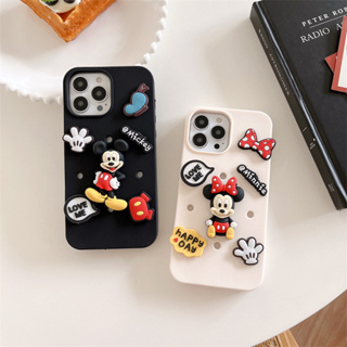 เคสโทรศัพท์มือถือ ซิลิโคนนิ่ม ลายการ์ตูนมิกกี้ มินนี่เมาส์น่ารัก Diy สําหรับ iphone 14 13 12 11 pro max