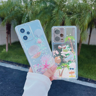 สําหรับ OPPO Oneplus 1+ 11 9RT 9Pro เคสเปลือกหอยทะเล ต้นมะพร้าว ของเหลว ทรายดูด กลิตเตอร์ เลื่อม ใส TPU เคส