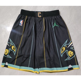 hot pressed nba Charlotte Hornets black basketball shorts