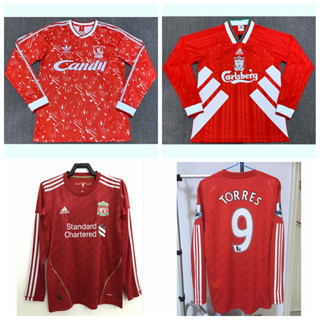 เสื้อกีฬาแขนยาว ลายทีมชาติฟุตบอล Liverpool 1989-91 93-95 10-11 Season ชุดเหย้า สไตล์เรโทร