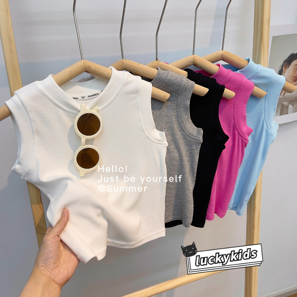 [เรียบง่าย แต่ดี] เสื้อกล้าม แขนกุด ผ้าฝ้าย สีพื้น ใส่สบาย ฤดูร้อน สําหรับเด็กผู้ชาย เด็กผู้หญิง