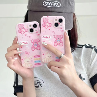 เคสโทรศัพท์มือถือนิ่ม ลายหมี สีชมพู สําหรับ iPhone 12pro 14 14promax 14pro 12promax 13pro 13promax