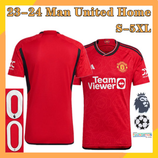 เสื้อกีฬาแขนสั้น ลายทีมชาติฟุตบอล MU 23-24 ไซซ์ S-5XL ชุดเหย้า สําหรับผู้ชาย