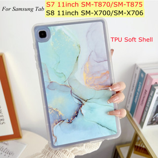 For Samsung Galaxy Tab S8 11 inch SM-X700 SM-X706 Tab S7 SM-T870 SM-T875 Case Soft TPU Marble Pattern Shockproof Case Cover