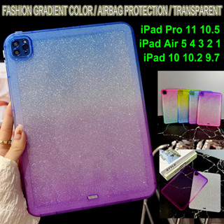 เคสแท็บเล็ตแบบใส กันกระแทก ลายกลิตเตอร์ ไล่โทนสี ระยิบระยับ แฟชั่น สําหรับ iPad 10 (2022) 10.9 นิ้ว 10th Gen Air 5 4 3 2 1 iPad 10.2 9th 8th 7th Gen Pro 11 10.5 9.7