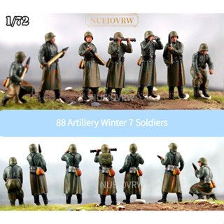 โมเดลฟิกเกอร์ทหาร Diorama 1/72 German 88 Gun 7 Soldiers