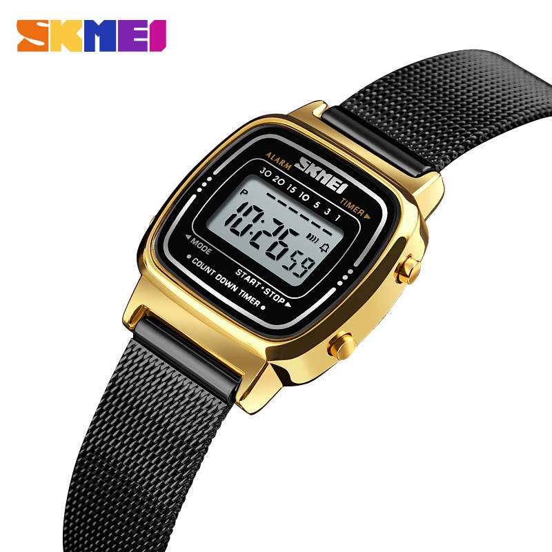 Skmei 1901 นาฬิกาข้อมือดิจิทัล 3Bar กันน้ํา หน้าปัดขนาดเล็ก หรูหรา สไตล์สปอร์ต แฟชั่นสําหรับผู้หญิง
