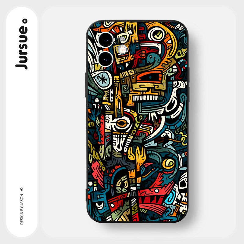 JURSUE เคสไอโฟน เคสซิลิโคนนุ่มกันกระแทกน่ารักตลก เคสโทรศัพท์ สีดำ Compatible for iPhone 16 15 14 13 12 11 Pro Max SE 2020 X XR XS 8 7 Plus xsmax 6splus 7plus 8plus พลัส Y3766