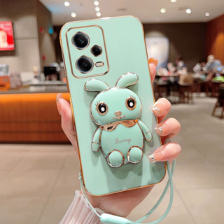 เคสโทรศัพท์มือถือชุบนิ่ม กันกระแทก ลายกระต่าย พร้อมสายคล้อง สําหรับ Redmi Note 7 5 K60E K60 K50 K40 K30 K20 Pro A1 Plus