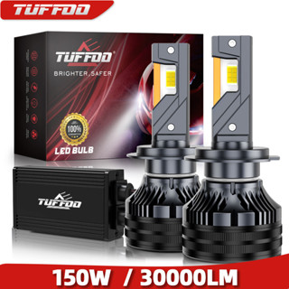 Tuffoo หลอดไฟหน้ารถยนต์ LED 150W 30000LM สีขาวอบอุ่น 2 ชิ้น สําหรับรถยนต์ H7 H4 H1 H8 H11 H9 HB3 9005 HB4 9006 9012 HIR2 880 881 H27 6000K 4300K