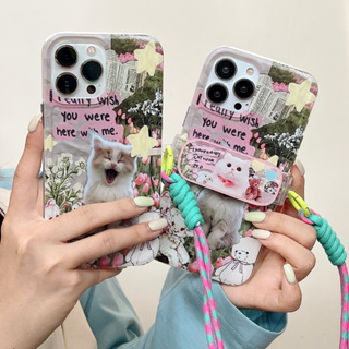 เคสโทรศัพท์มือถือ ลายแมวน่ารัก พร้อมสายคล้อง สําหรับ iPhone 14 Promax 13 Promax 12 Promax 11Promax XSMAX XR XS X