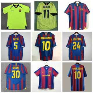 เสื้อกีฬาแขนสั้น ลายทีมชาติฟุตบอล Messi Puyol Iniesta Ronaldinho Maxi Rodríguez ปี 2005-06 07-08 ชุดเหย้า