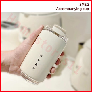 Original SMEG แก้วกาแฟสเตนเลส มีฉนวนกันความร้อน กันรั่ว ขนาด 320 มล. สีขาวนม แบบพกพา สําหรับรถยนต์