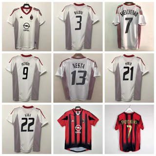 เสื้อกีฬาแขนสั้น ลายทีมชาติฟุตบอล Kaka Shevchenko Maldini Gattuso Inzaghi Nesta Pirlo ปี 2002-03 04-05 ชุดเหย้า สไตล์เรโทร