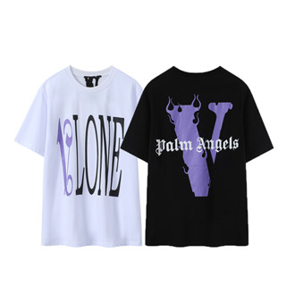 Vlone เสื้อยืดแขนสั้น ผ้าฝ้าย พิมพ์ลาย แฟชั่นสําหรับผู้ชาย และผู้หญิง