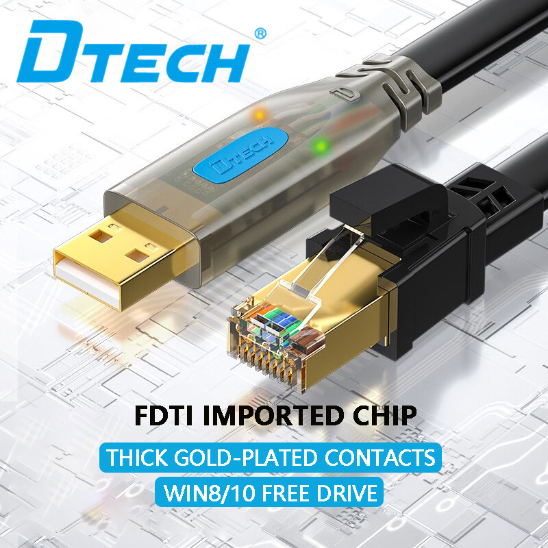 สายหักคอนโซล DTECH USB เป็น RJ45 สําหรับอุปกรณ์ที่มีอินเทอร์เฟซคอนโซล RJ45