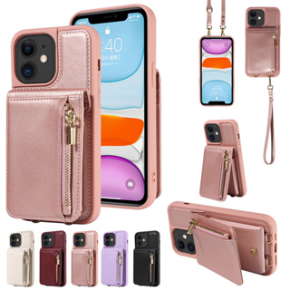 เคสโทรศัพท์หนัง ฝาพับ พร้อมช่องใส่บัตร มีซิป ตั้งได้ หรูหรา สําหรับ iPhone 11 XR XS Max 7 Plus 8 Plus 6S Plus 6 Plus SE 2020 X XS 6 7 8 SE 2022