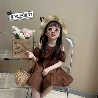 เด็กทารกหวานสีทึบแขนสั้นชุดเจ้าหญิงปิดไหล่