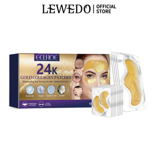 Lewedo แผ่นแปะหน้าผาก 24k ให้ความชุ่มชื้น กระชับผิวหน้า และรอบดวงตา 15 ชิ้น