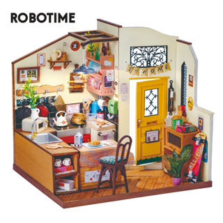 Robotime Rolife ชุดบ้านตุ๊กตาจิ๋ว - ห้องครัวสบาย ๆ โมเดลบ้านตุ๊กตาไม้ ของขวัญสร้างสรรค์ สําหรับเด็กวัยรุ่นและผู้ใหญ่