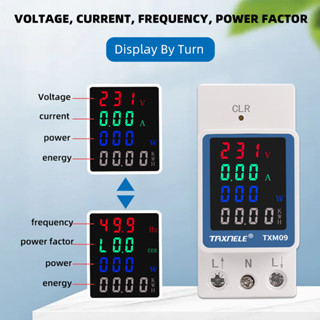 6in1 มอนิเตอร์ AC 110V 220V 100A แรงดันไฟฟ้า กระแสไฟ ปัจจัย Active KWH ไฟฟ้า ความถี่ มิเตอร์ โวลต์แอมป์ โวลต์มิเตอร์ แอมเมต