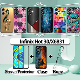 2 IN 1 เคสเซรามิค หน้าจอโค้ง พร้อมกระจกนิรภัยกันรอยหน้าจอ สําหรับ Infinix Hot 30 X6831