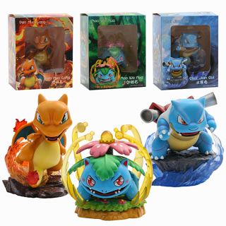 โมเดลฟิกเกอร์ PVC รูปปั้นโปเกม่อน PPAP Blastoise Charmander Bulbasaur ขนาด 12 ซม. ของขวัญ ของเล่นสําหรับเด็ก