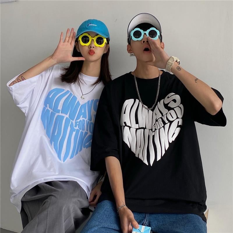 [L-4XL] เสื้อยืดแขนสั้น โอเวอร์ไซซ์ แฟชั่นฤดูร้อน สําหรับคู่รัก