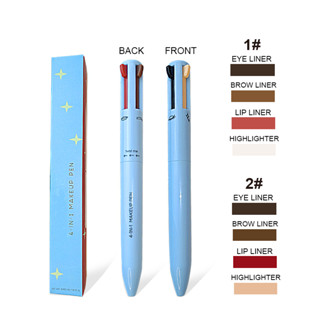 4 In 1 ปากกาเขียนคิ้ว อายไลเนอร์ ลิปกลอส 4 In 1 กันน้ํา หมุนง่าย 4 สี