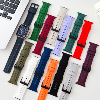 สายนาฬิกาข้อมือซิลิโคน แบบเปลี่ยน สําหรับ Sports Tire Pattern Silicone Watch Strap For Watch Series 8 7 6 5 4 3 2 1,se,se2, Ultra Strap ขนาด 49 มม. 41 มม. 45 มม. 38 มม. 40 มม. 42 มม. 44 มม. สายแอปเปิ้ลวอช 8