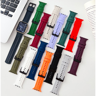 สายนาฬิกาข้อมือซิลิโคน แบบเปลี่ยน สําหรับ Sports Tire Pattern Strap For Watch Series 8 7 6 5 4 3 2 1,se,se2, Ultra Strap ขนาด 49 มม. 41 มม. 45 มม. 38 มม. 40 มม. 42 มม. 44 มม. สายแอปเปิ้ลวอช 8