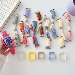 【Band+Case】สายนาฬิกาข้อมือไนล่อน แฮนด์เมด สําหรับ iwatch Serie 8 7 6 SE 5 4 3 2 iwatch Band 44 มม. 45 มม. 41 มม. 40 มม. 38 มม. 49 มม. 42 มม.