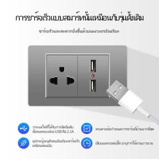 ELEGAN สวิตช์ผนังซ็อกเก็ตแผงวัสดุ PC-A18 สีเทา USB TYPE-C