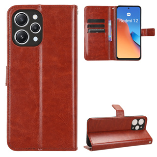 เคสโทรศัพท์มือถือหนัง ฝาพับ พร้อมช่องใส่บัตร สําหรับ Xiaomi Redmi 12 4G Redmi12 4G